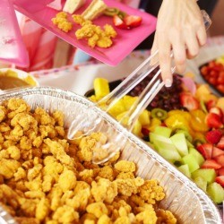 Chicken Nuggets and Fruit at Birthday Party