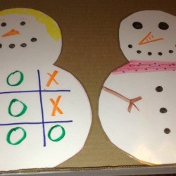 Paper Snowman Dry-Erase Tic-Tac-Toe & Dots and Boxes Boards - finished tic tac toe snowman and one that can be decorated