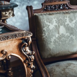 A collection of antique furniture.