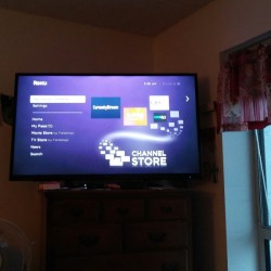 A TV screen streaming free channels.