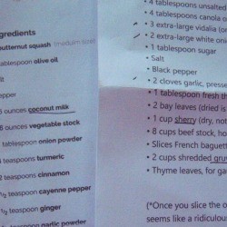 Printed recipes with unusual ingredients underlined.