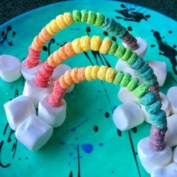 Edible Standing Rainbows - plate of rainbows