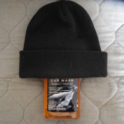 Car Wash Mitt from Knit Hat - knit hat on bottle of car wash