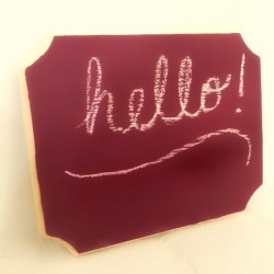 DIY Chalkboard Paint - finished chalk board surface with hello written on it