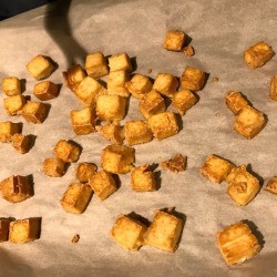 Baked Crispy Tofu on baking sheet