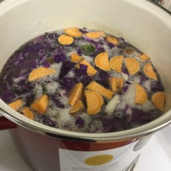 simmering pot of stew