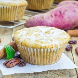 Sweet potato cranberry and pecan muffins.