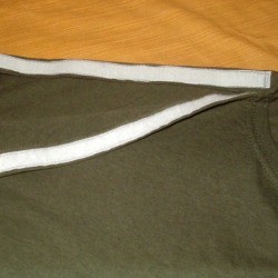 Altered T-Shirt for Shoulder Surgery - view of Velcro strips in place