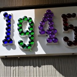 House Address Sign Using Glass Nuggets - finished house number sign
