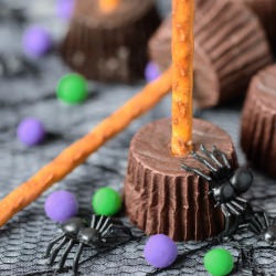A collection of witches brooms, for Halloween.