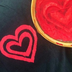 DIY Screen Printing - dual heart design on black shirt