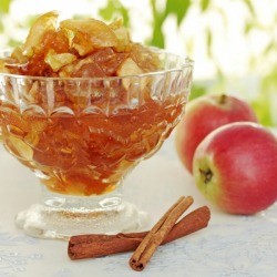 Apple jello salad in a bowl.