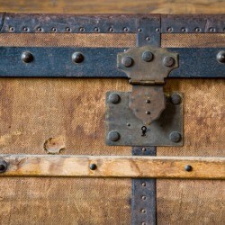 Old wooden steamer trunk.