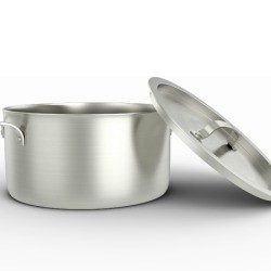 Aluminum pot on white background.