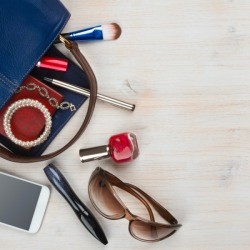 Contents of purse spilling out.