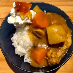 Chicken Curry over rice in bowl