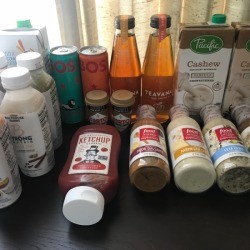 A variety of grocery items, purchased with Ibotta.