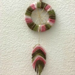 Recycled Cardboard Ring and Yarn Dreamcatcher - hanging dreamcatcher