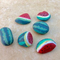 Watermelon Stone Paperweights - finished watermelon stones