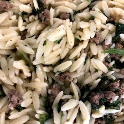 Spinach Beef With Orzo pasta
