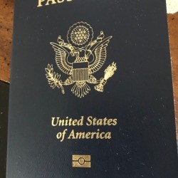 A United States of America official passport for international travel.