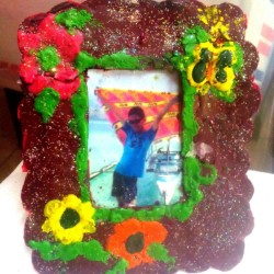 Crayon Frame - crayon frame decorated with flowers and a butterfly design