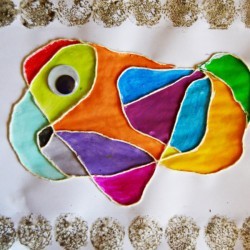 Colorful Doodle Monster - finished doodle monster with wiggle eye added