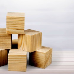 Stacked wooded blocks.