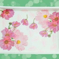 Decoupaged tray with flowers.