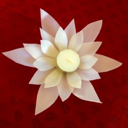 Plastic Milk Jug Flower - finished votive candle flower holder