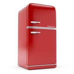 Red vintage refrigerator.