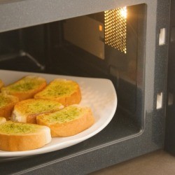 Garlic bread in an microwave.
