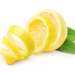 Lemon peel on white back drop.