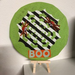 Spiderweb Display Sign - finished sign on a small wooden easel 