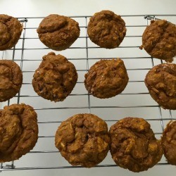 Pumpkin Zucchini Muffins on rack