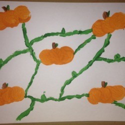 Bottle Cap Pumpkin Stamping - vines added