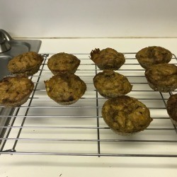 finished Pumpkin Banana Muffins on baking rack