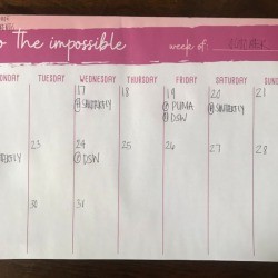 Deliveries noted on a monthly calendar