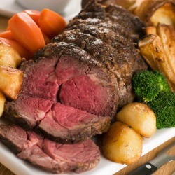 Rib Eye Roast with vegetables.