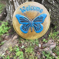 Making a Welcome Stepping Stone - finished stepping stone, painted and sealed