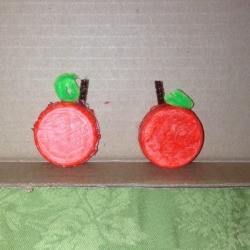 Milk Lid Pumpkin Magnets - two finished pumpkin magnets