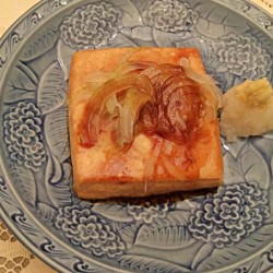Japanese Glazed Tofu Steak on plate