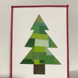 Recycled Christmas Card - finished card on shelf against white background