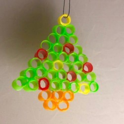 Fused Plastic Straw Ornament - Christmas tree shaped ornament made from fused drinking straw bits