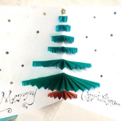 Christmas Tree Pop-up Card - inside of finished card with greeting added