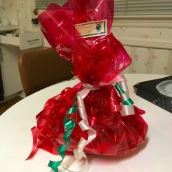 DIY Gift Baskets - wrapped large gift with tag