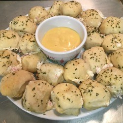 Ham and Cheese Rolls with dipping sauce 