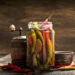 peppers in a canning jar