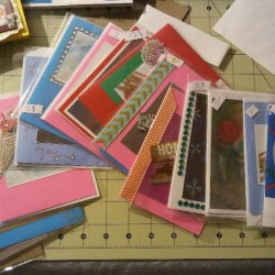 A selection of handmade greeting cards.