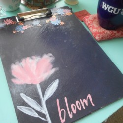 Chic Clipboard - clip board with large flower, smaller ones, and 